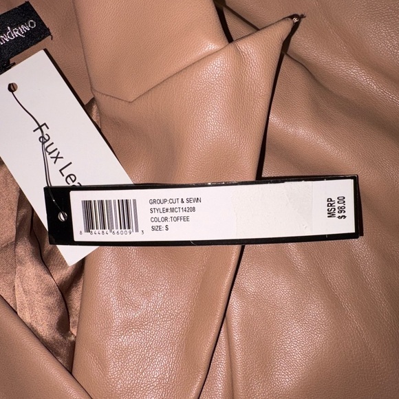 Catherine Malandrino NWT Size S Tan Faux Leather Cropped Moto Jacket - Picture 6 of 9